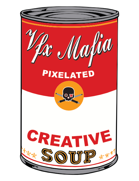 Todd Carson design VFX Mafia. Pixelated Campbell's Soup design
